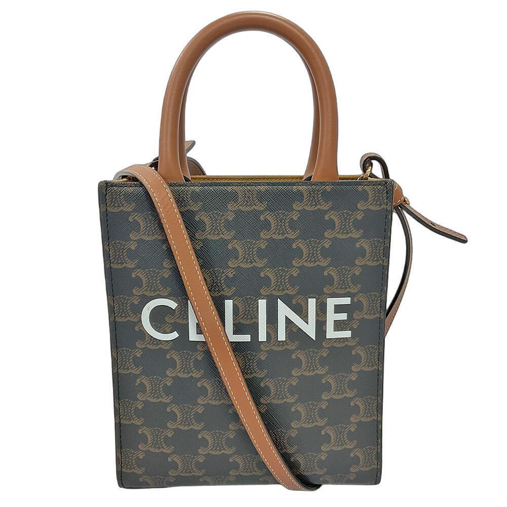CELINE Vertical Cabas Brown Handbag Shoulder Bag Strap
